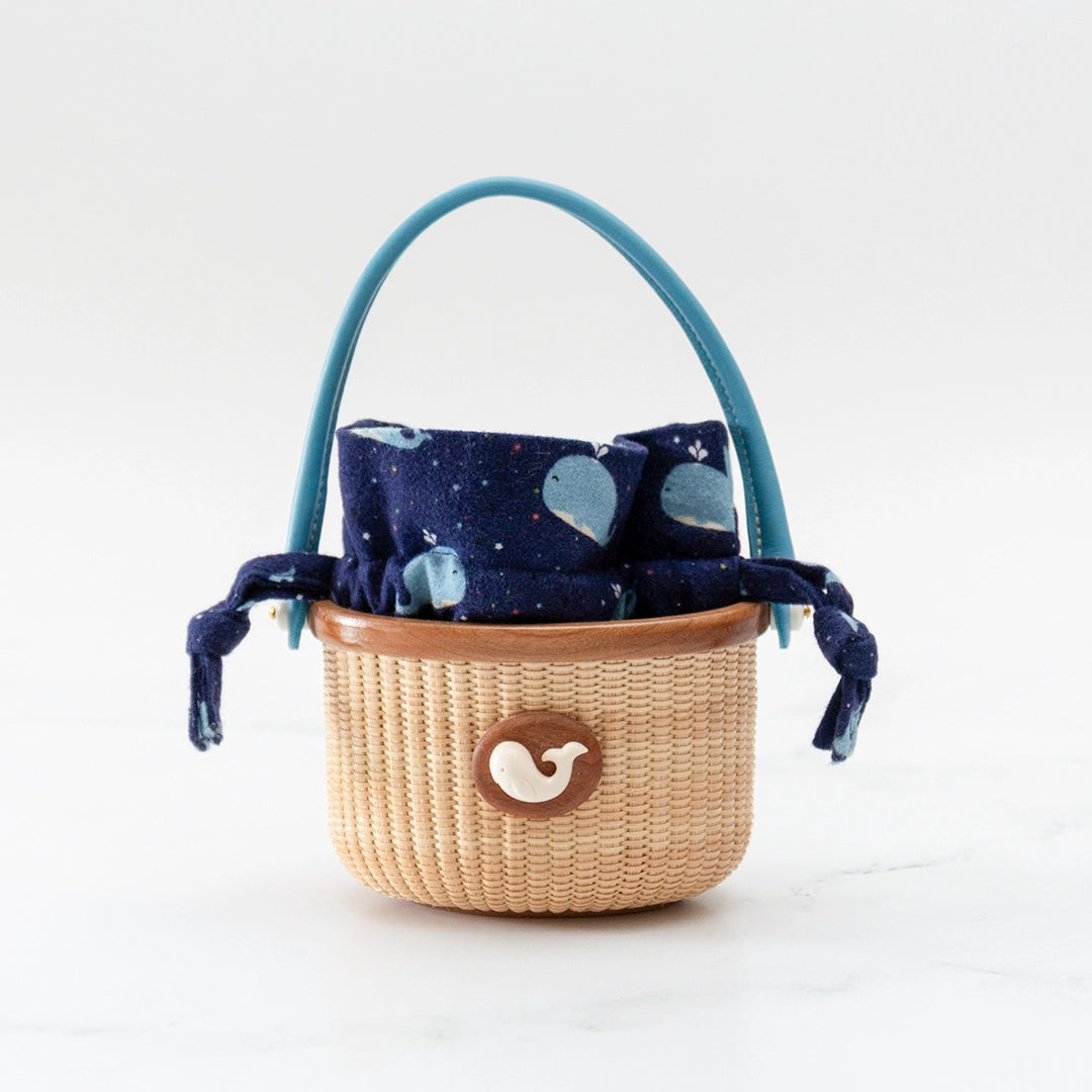 Children's Lightship Basket Purse with Whale Ditty Bag | Janet Carreau