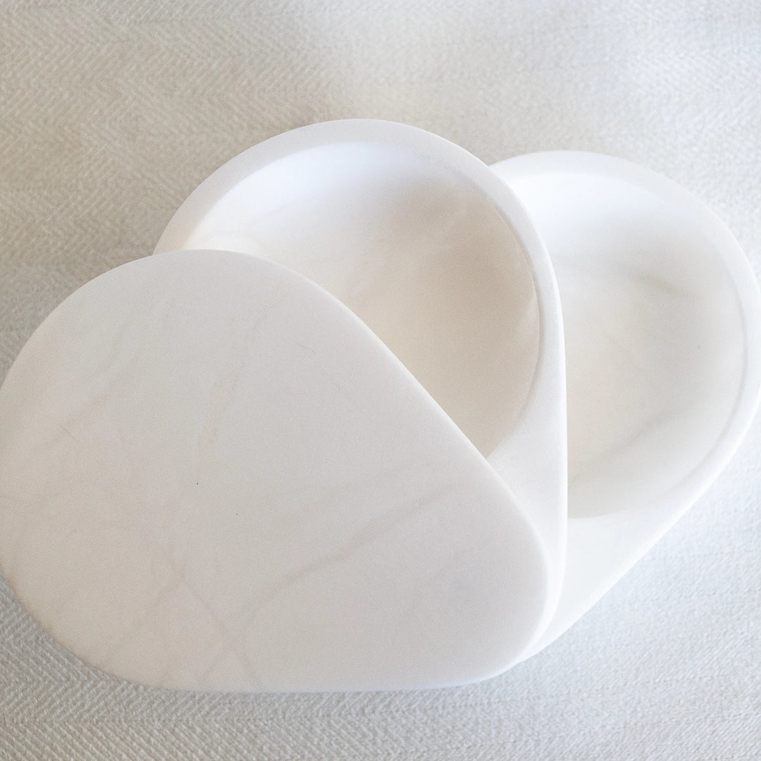 White Alabaster Swivel Teardrop Box