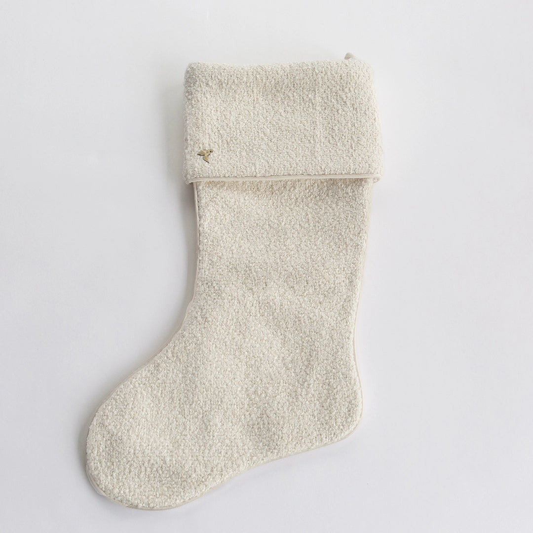 Ivory Boucle Stocking with Cuff