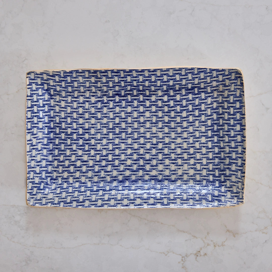 Wicker Cobalt Glaze Party Platter