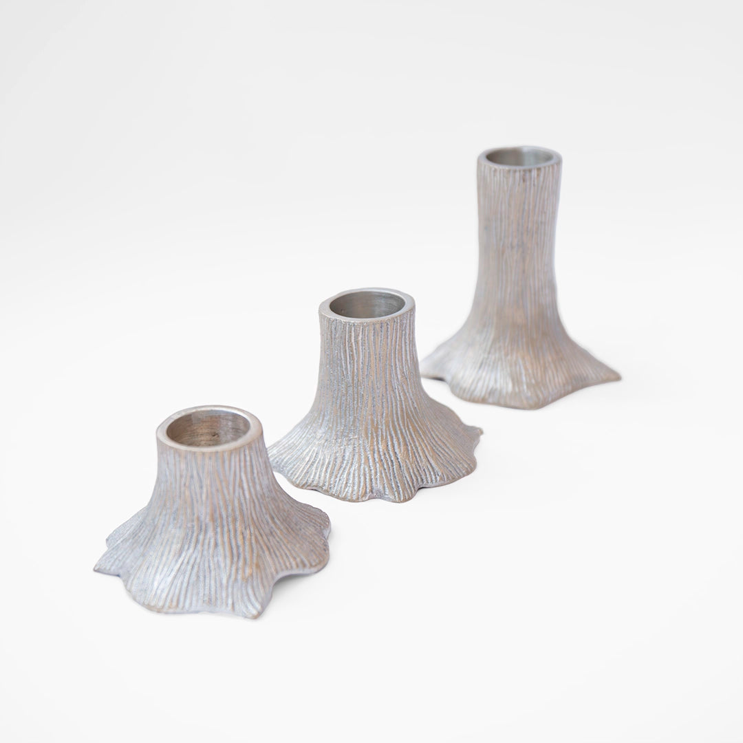 Brass Faux Bois Candle Holder