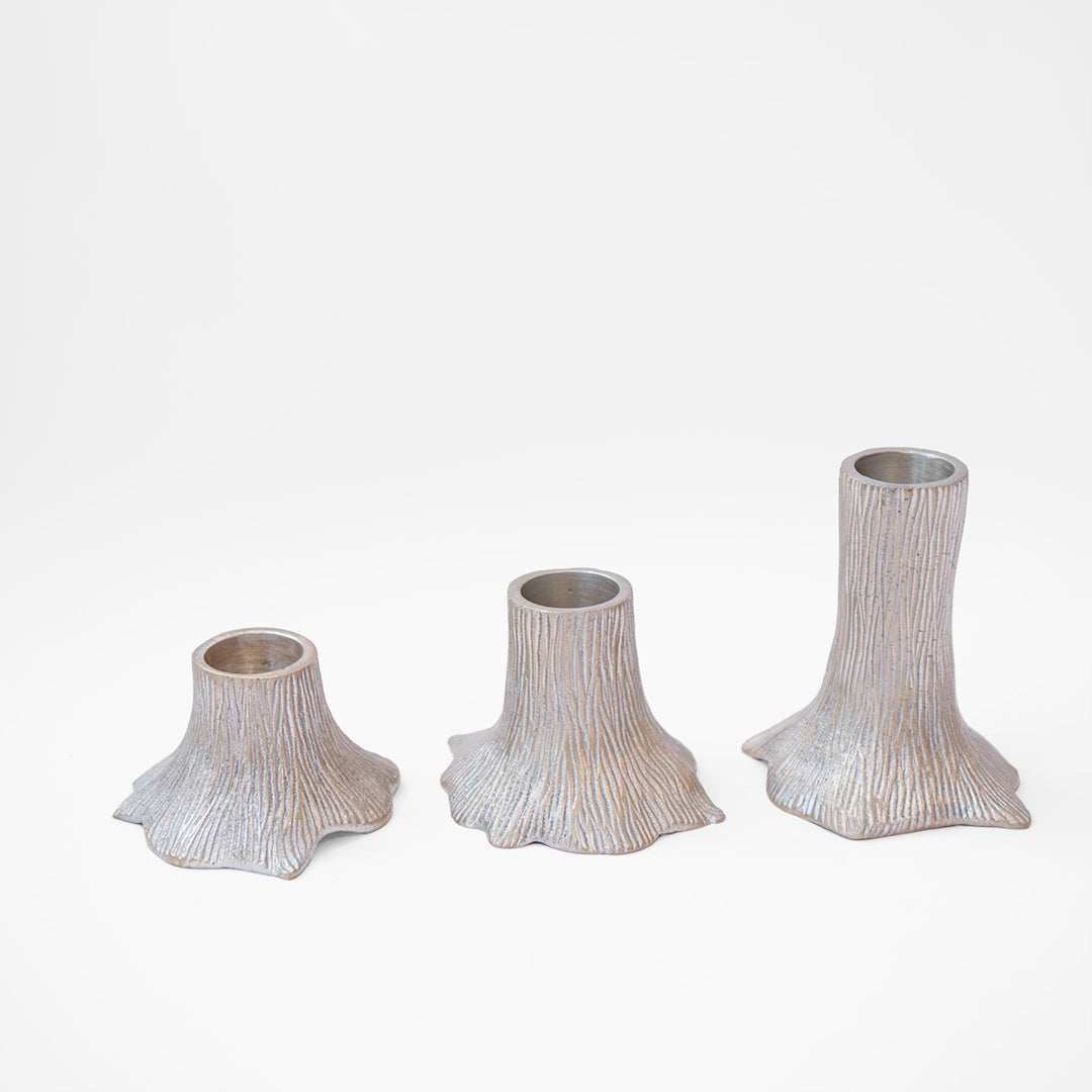 Brass Faux Bois Candle Holder