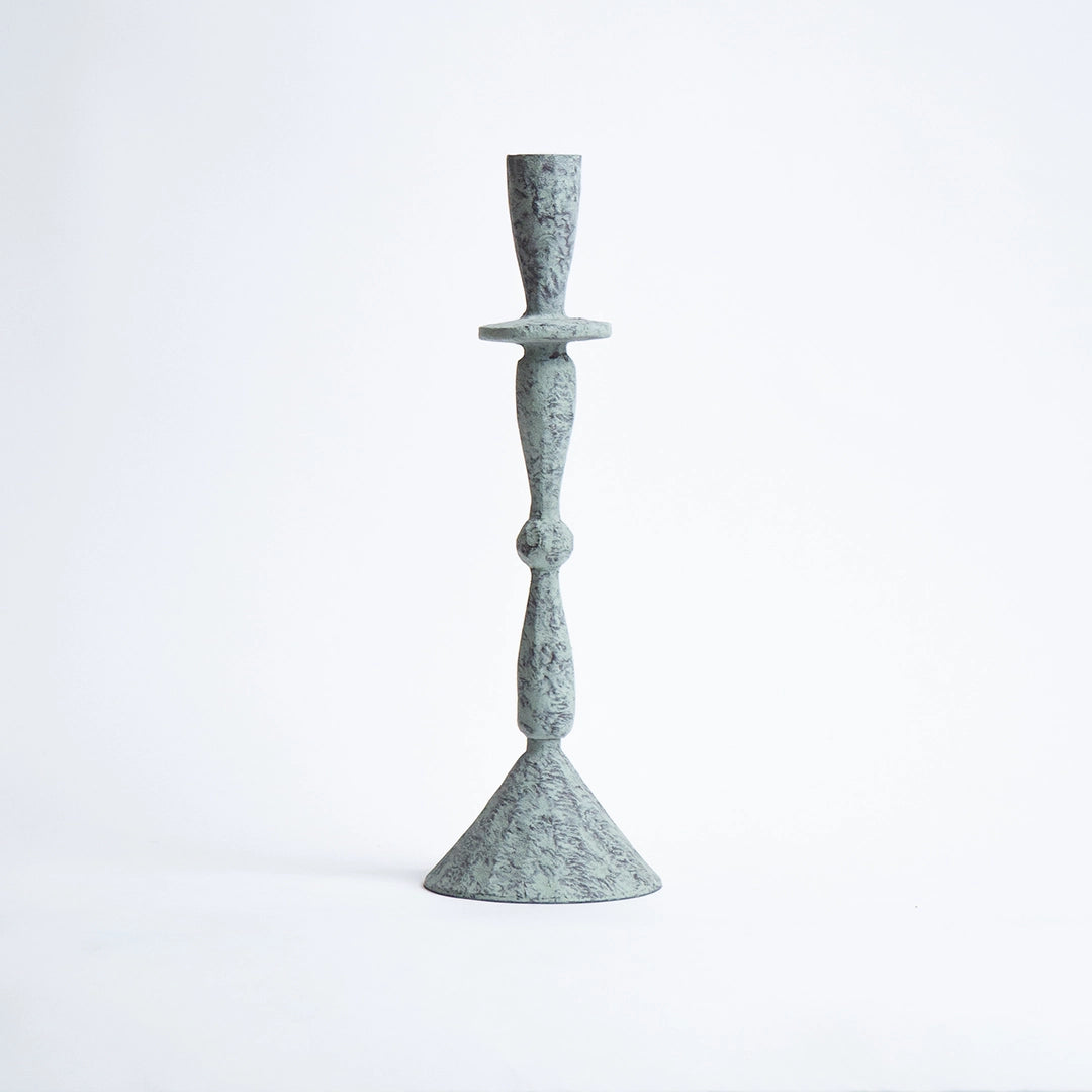 Aged Patina Metal Candlestick