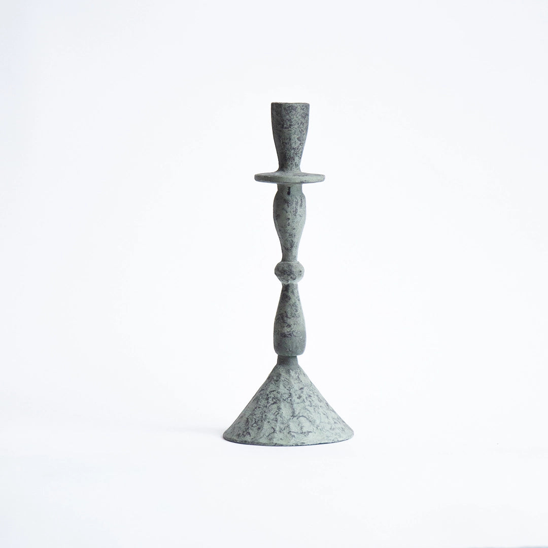 Aged Patina Metal Candlestick