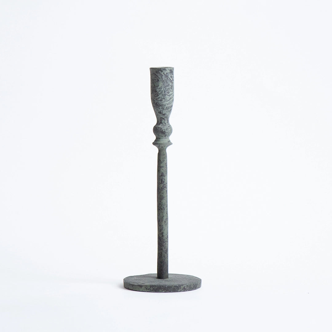 Aged Patina Metal Candlestick