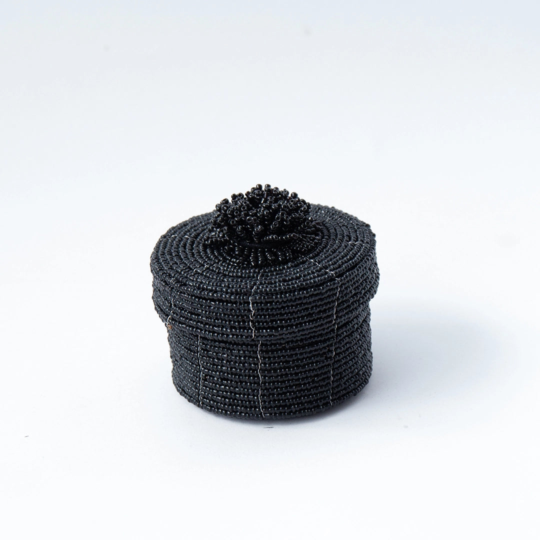 Black Beaded Container