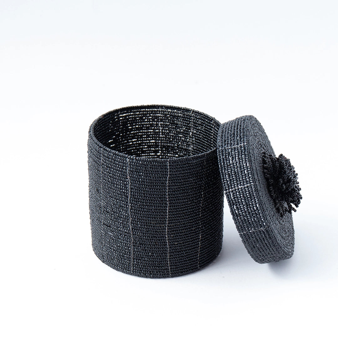 Black Beaded Container