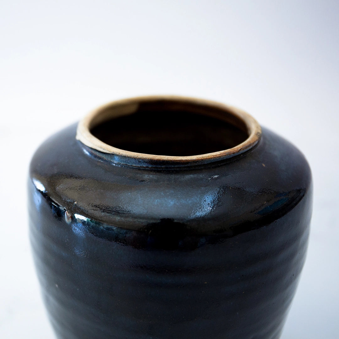 Black & Blue Glazed Jar