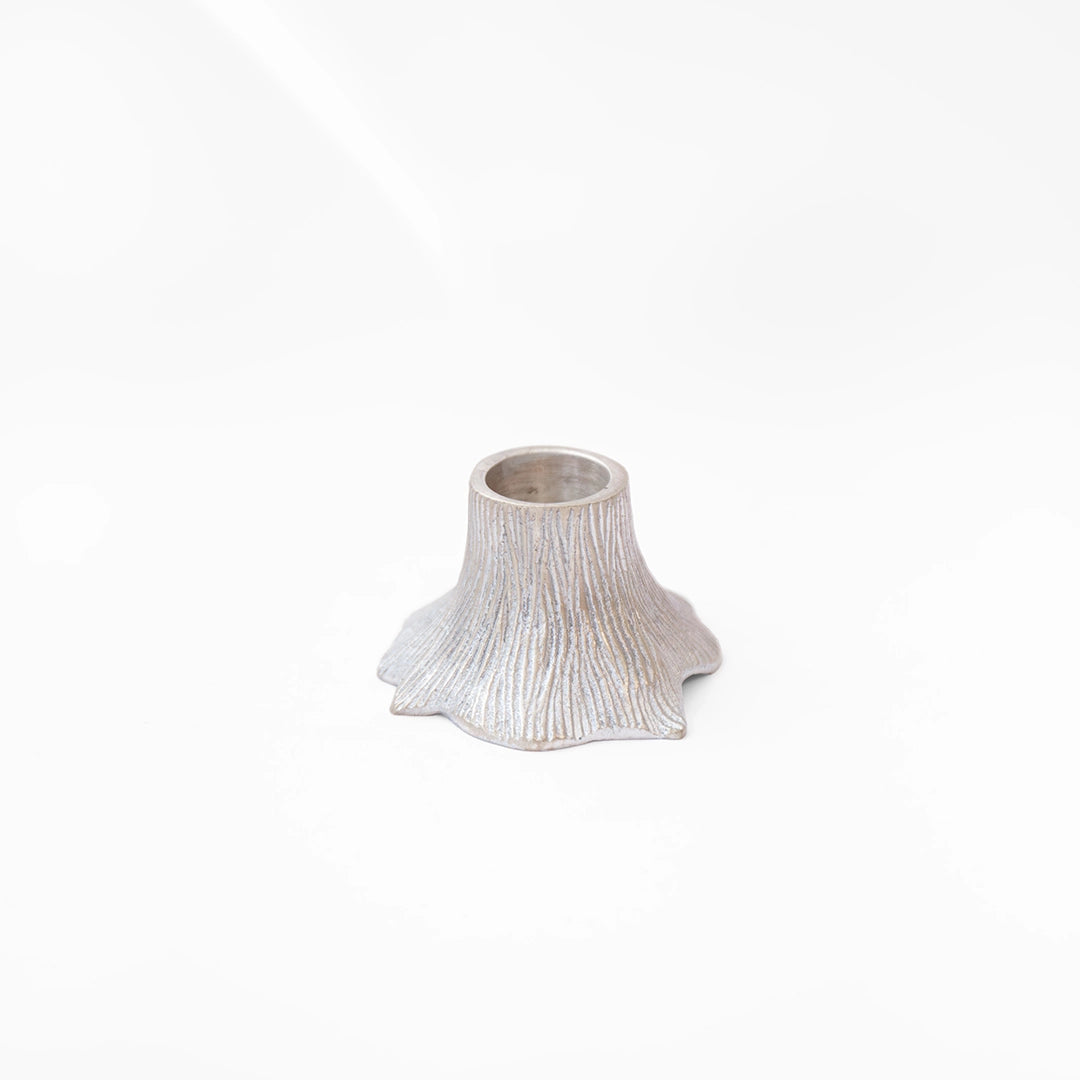 Brass Faux Bois Candle Holder