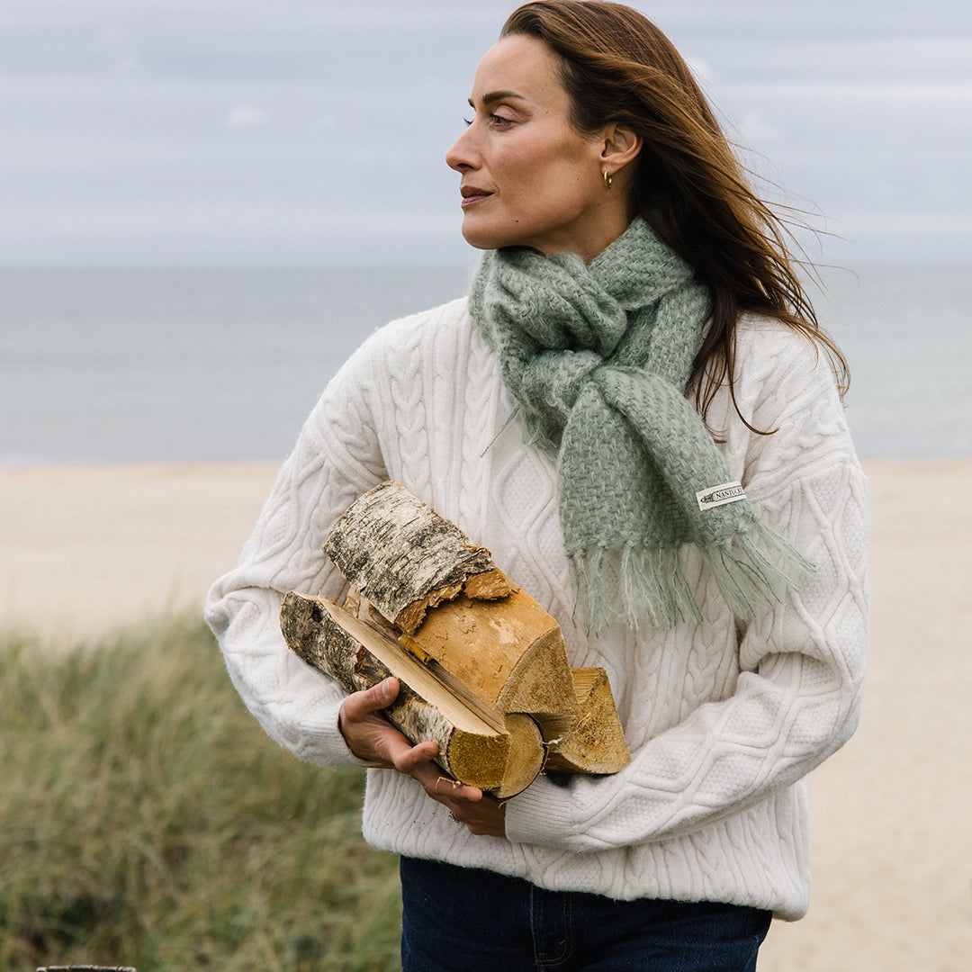 Celadon Handwoven Mohair Scarf