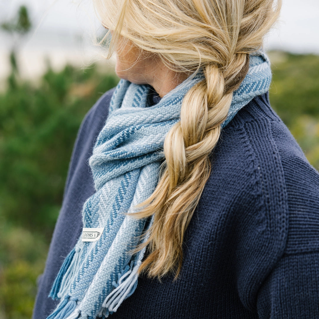 Blue Regimental Stripe Handwoven Alpaca Scarf