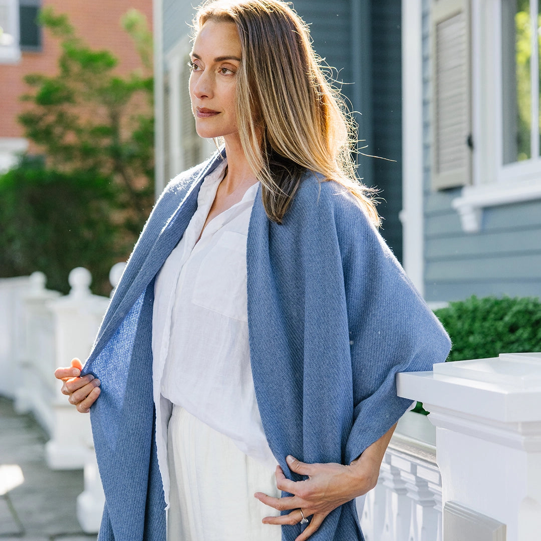 Cornflower Blue Handwoven Cashmere Wrap