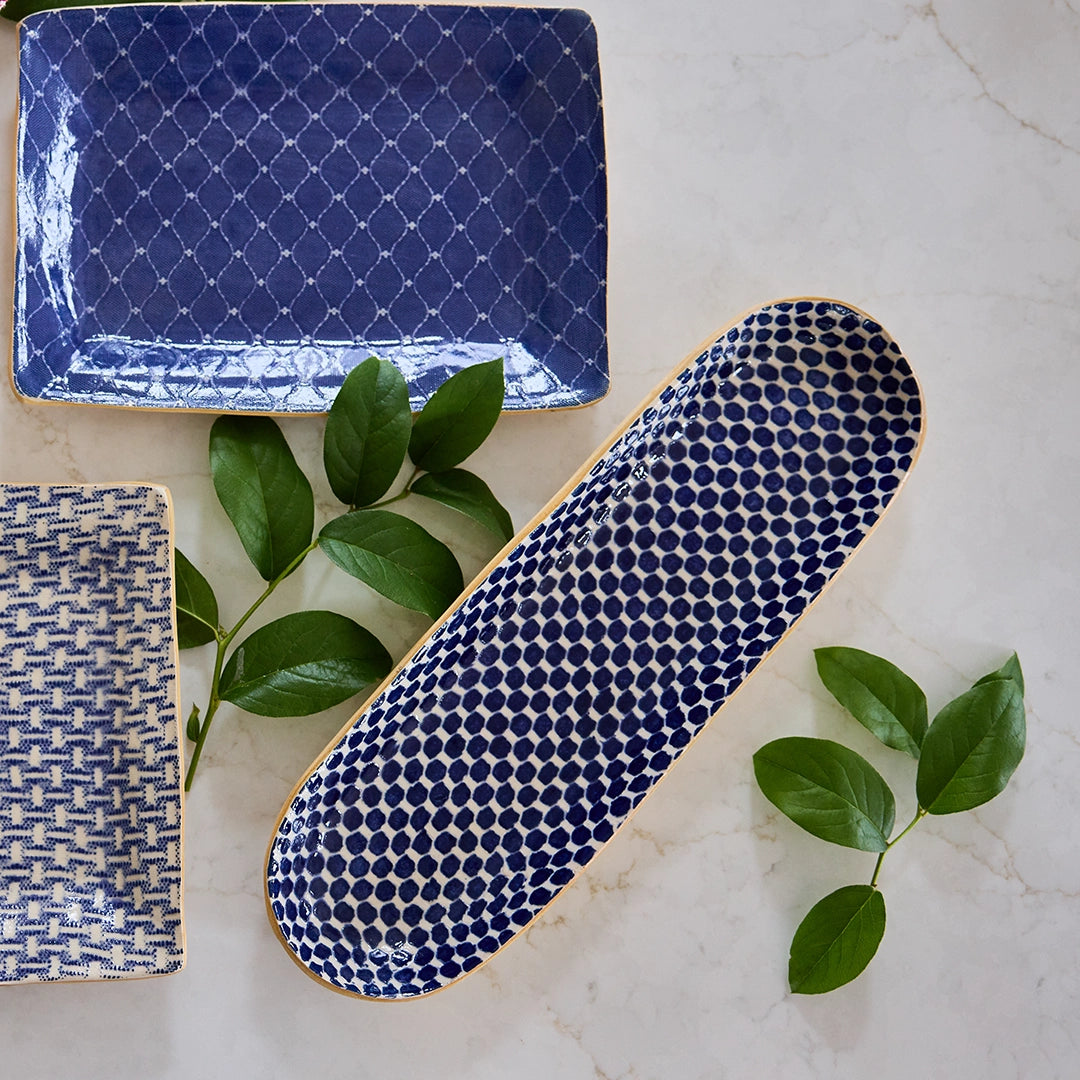 Dotted Cobalt Glaze Canape Platter