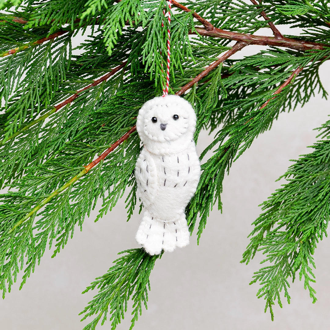 Felt and Wool Snowy Owl Ornament