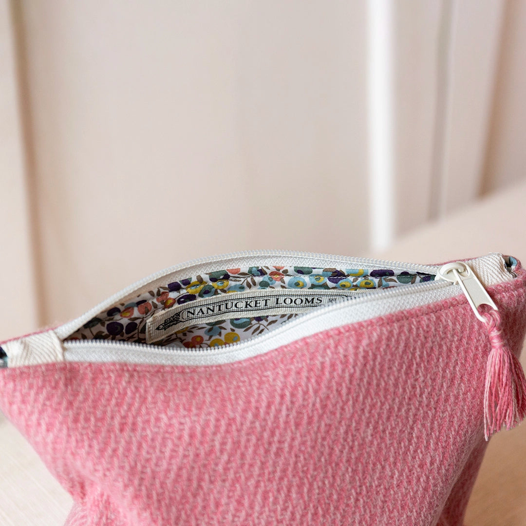 Nantucket Looms Heirloom Faraway Red Cashmere Fabric Clutch
