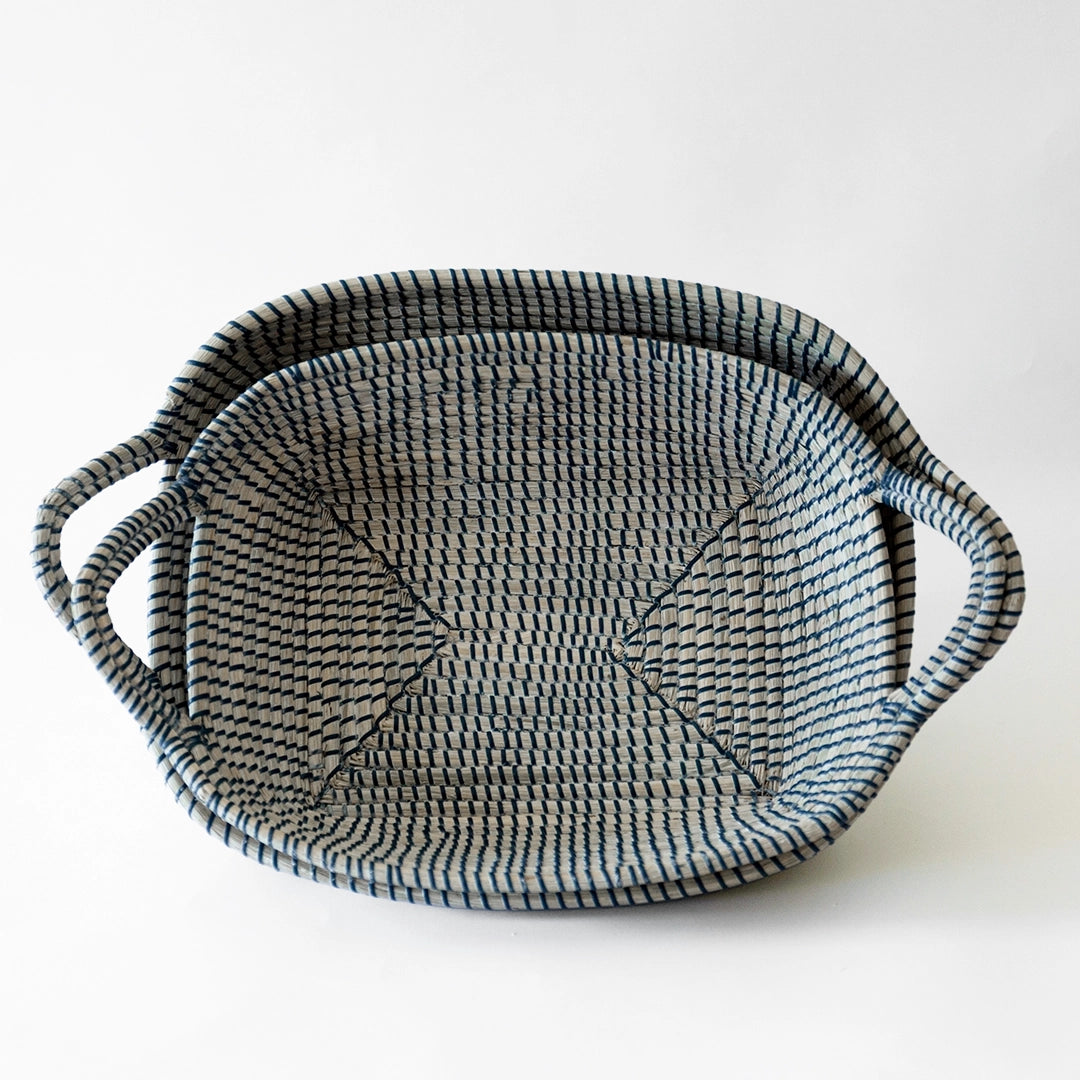 Navy & White Seagrass Basket