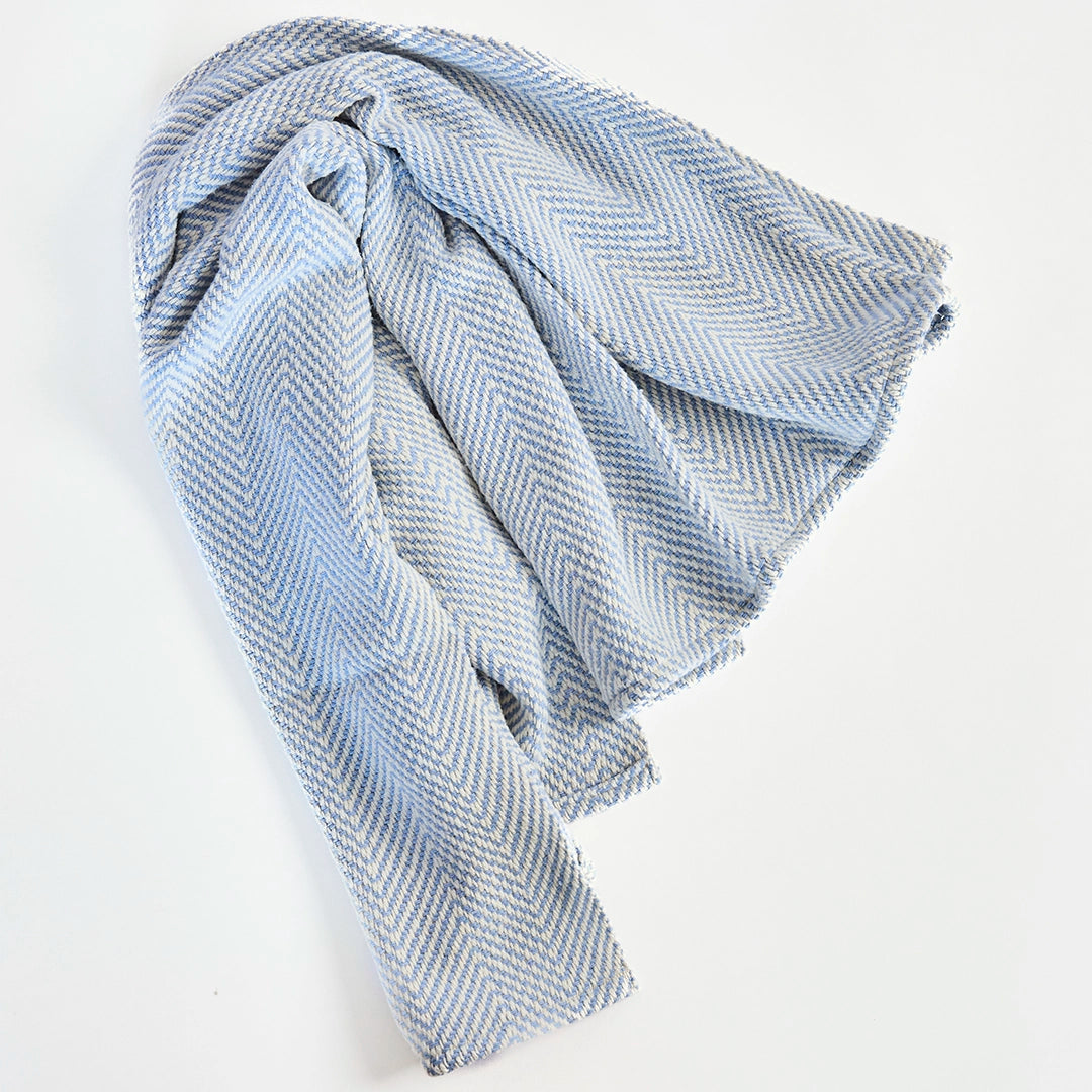Sky Blue Handwoven Cotton Baby Blanket