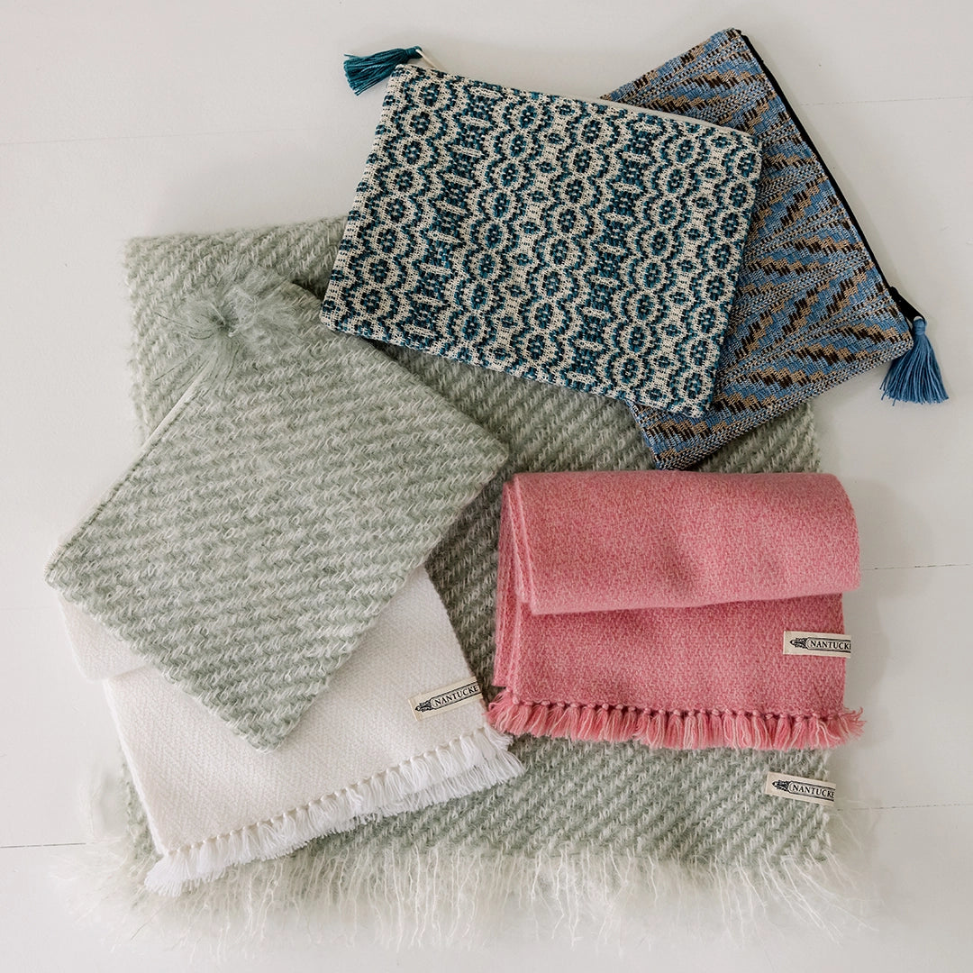 Nantucket Looms Vintage Flame Stitch-Handwoven Fabric Clutch