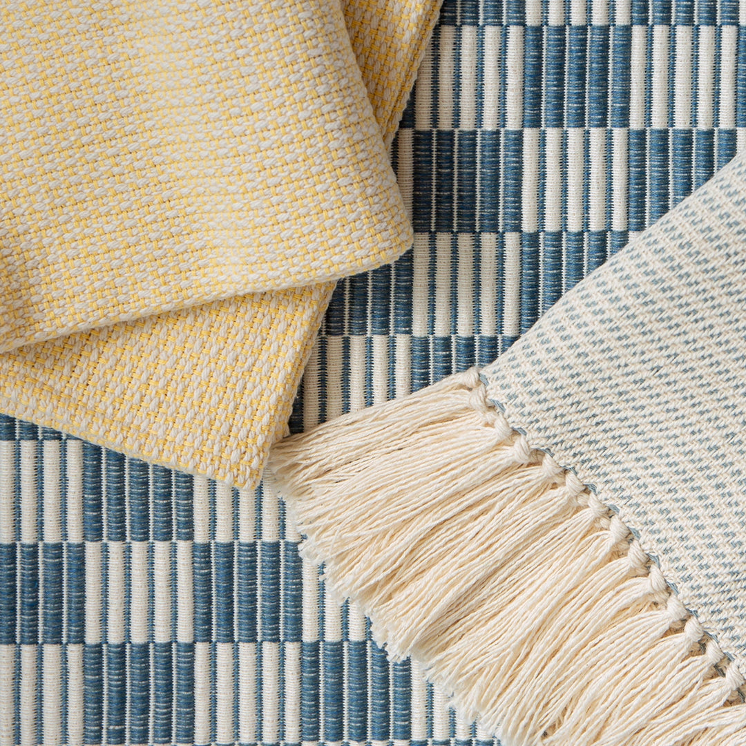 Deep Ocean Checkerboard Handwoven Rug