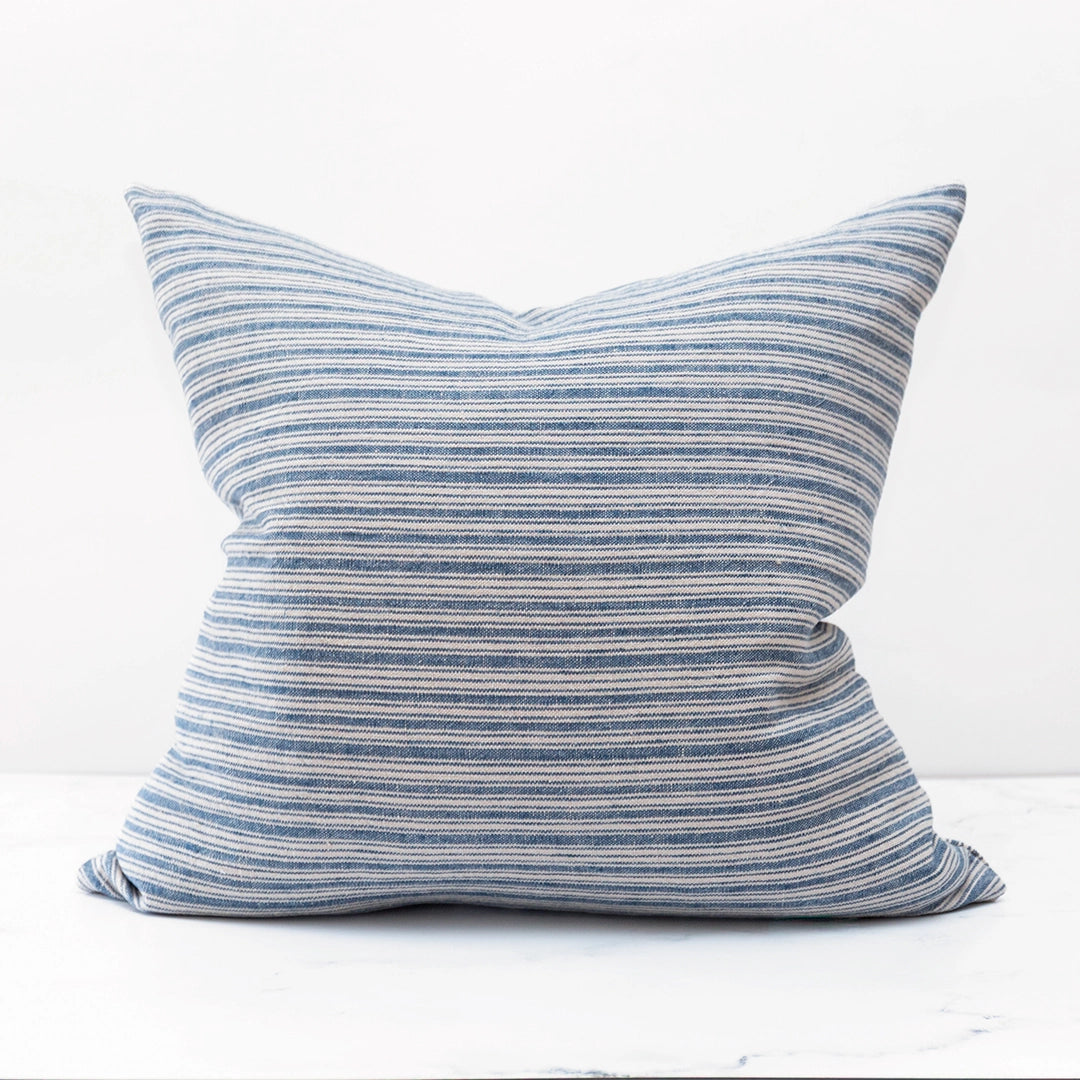 Navy Linen Stripe Pillow