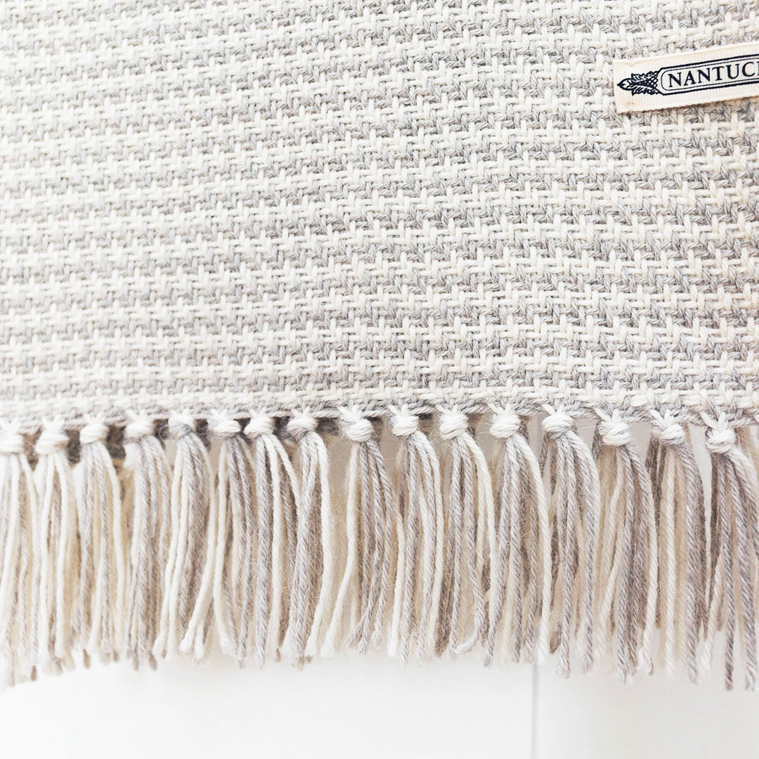 Natural Houndstooth Handwoven Alpaca Scarf