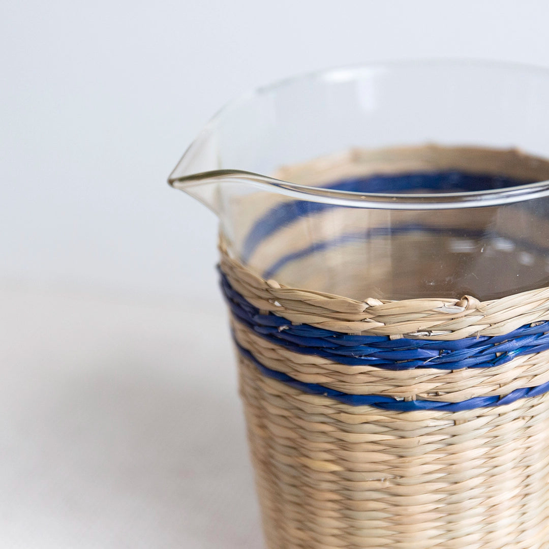 Navy Striped Natural Seagrass Pitcher