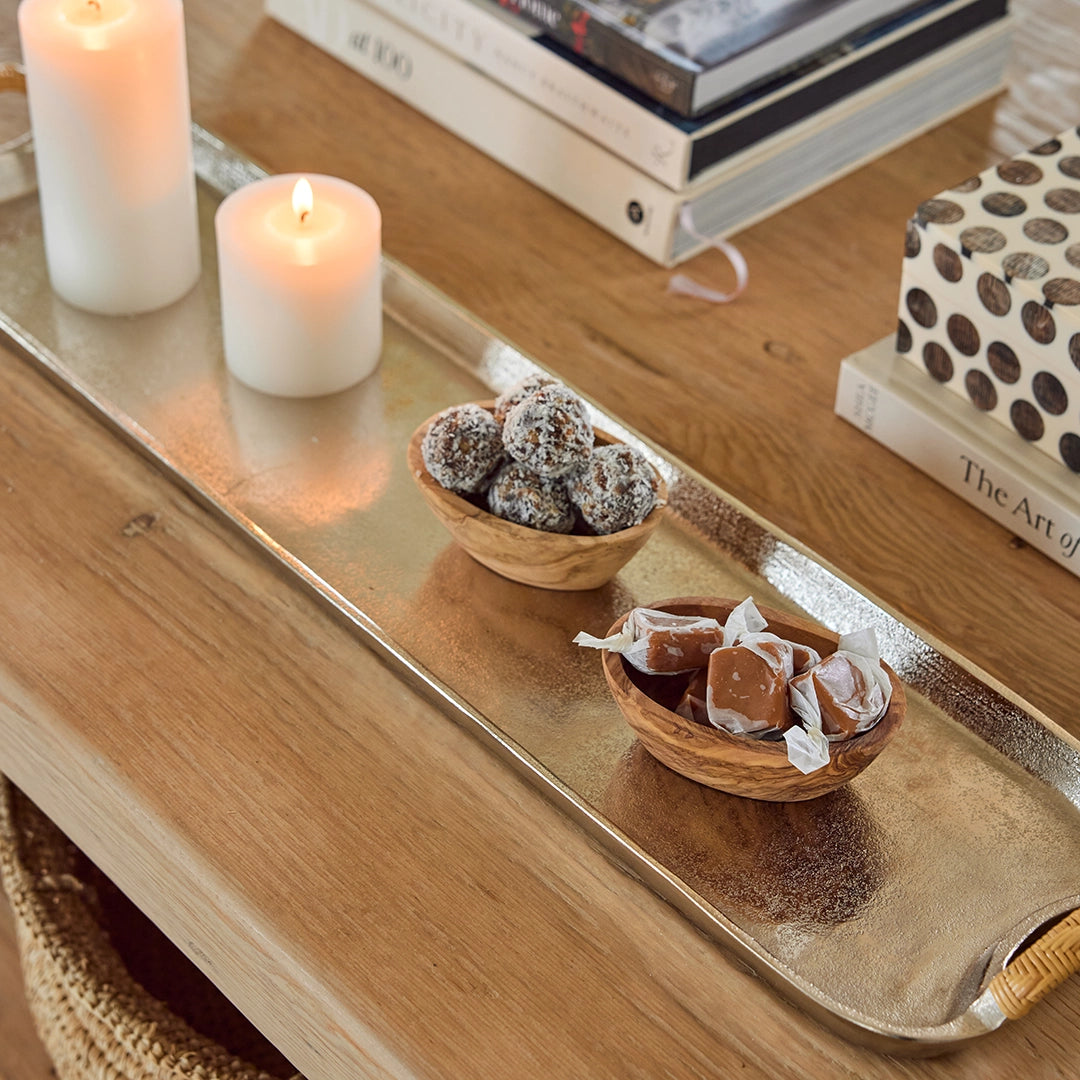 Nickel and Rattan Tray