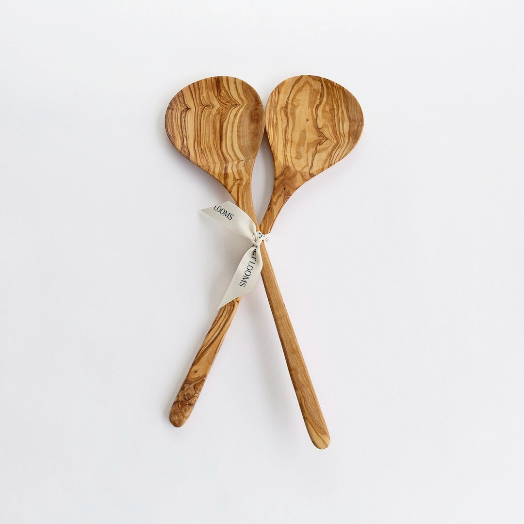 Olive Wood Simple Salad Servers