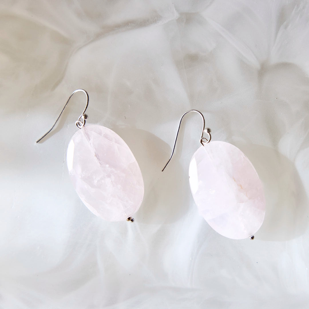 Oval Pink Quartz Earrings | Tracey Goncalves