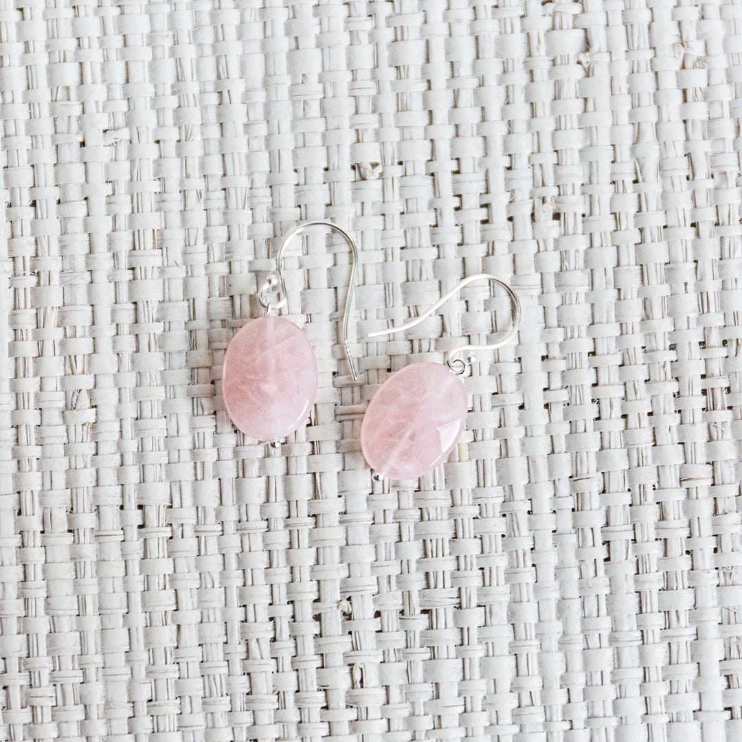 Oval Pink Quartz Earrings | Tracey Goncalves