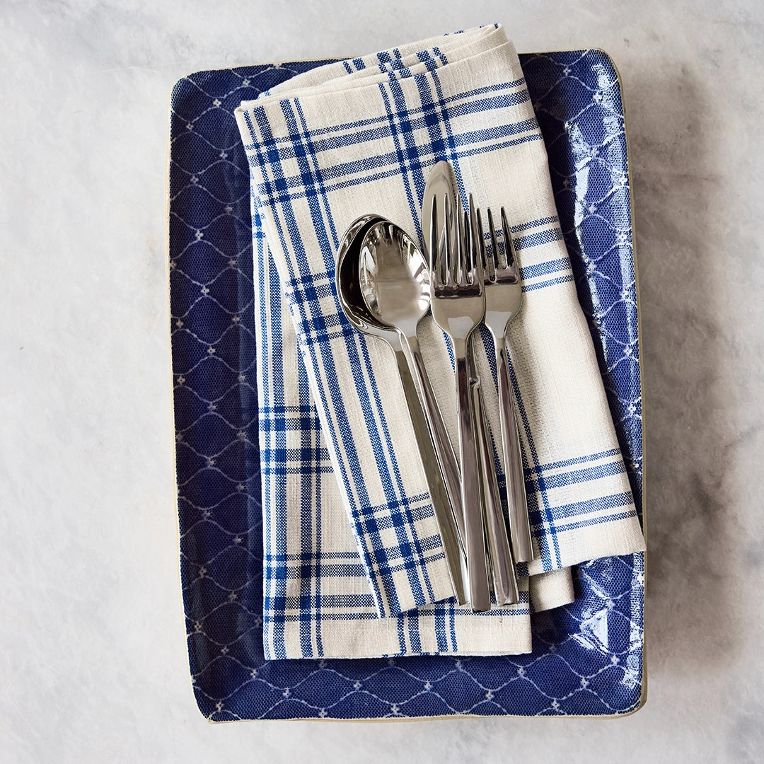 Oyster Plaid Dinner Napkin