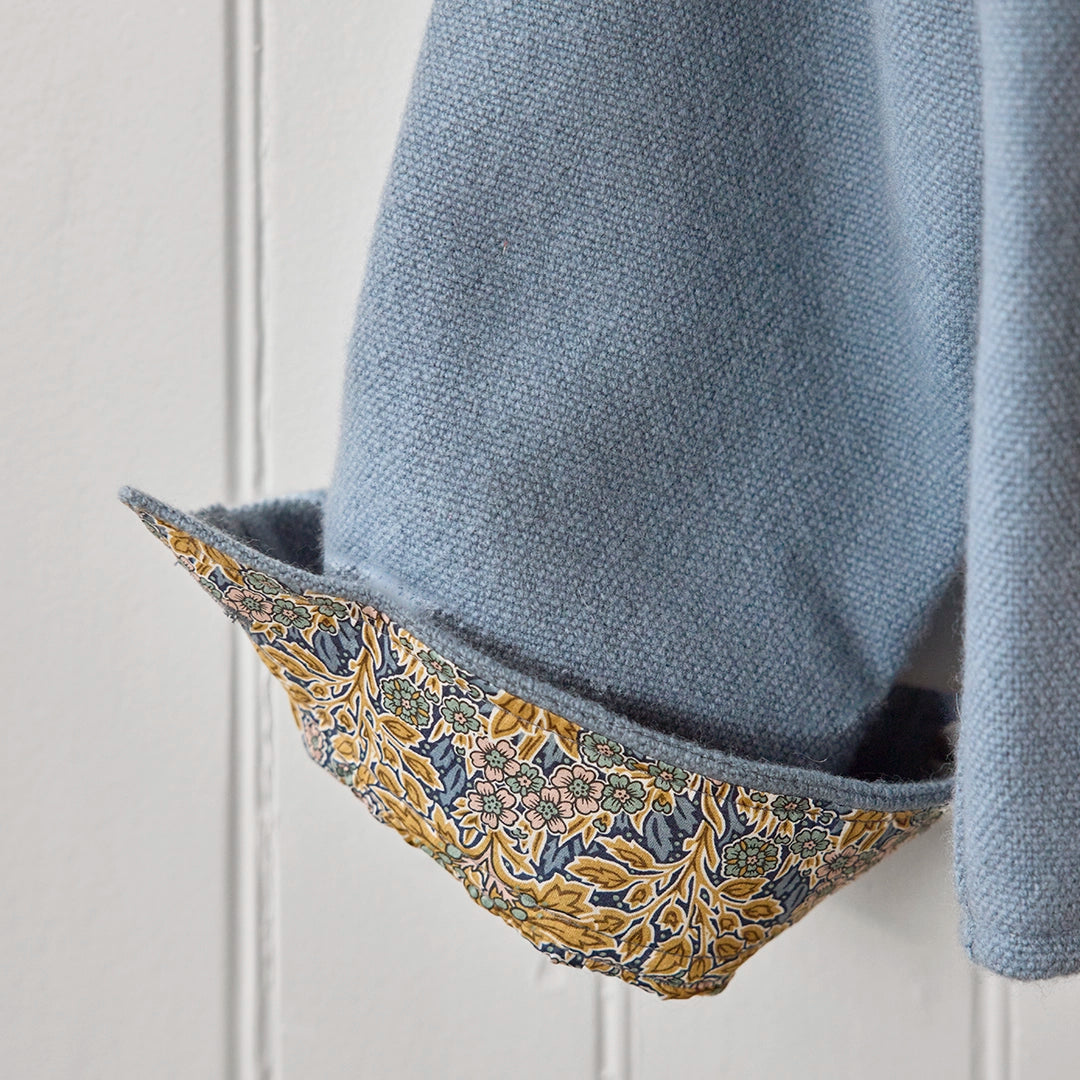 Ready To Wear Cropped Mandarin Collar CPO | Ash Blue Tweed | Small