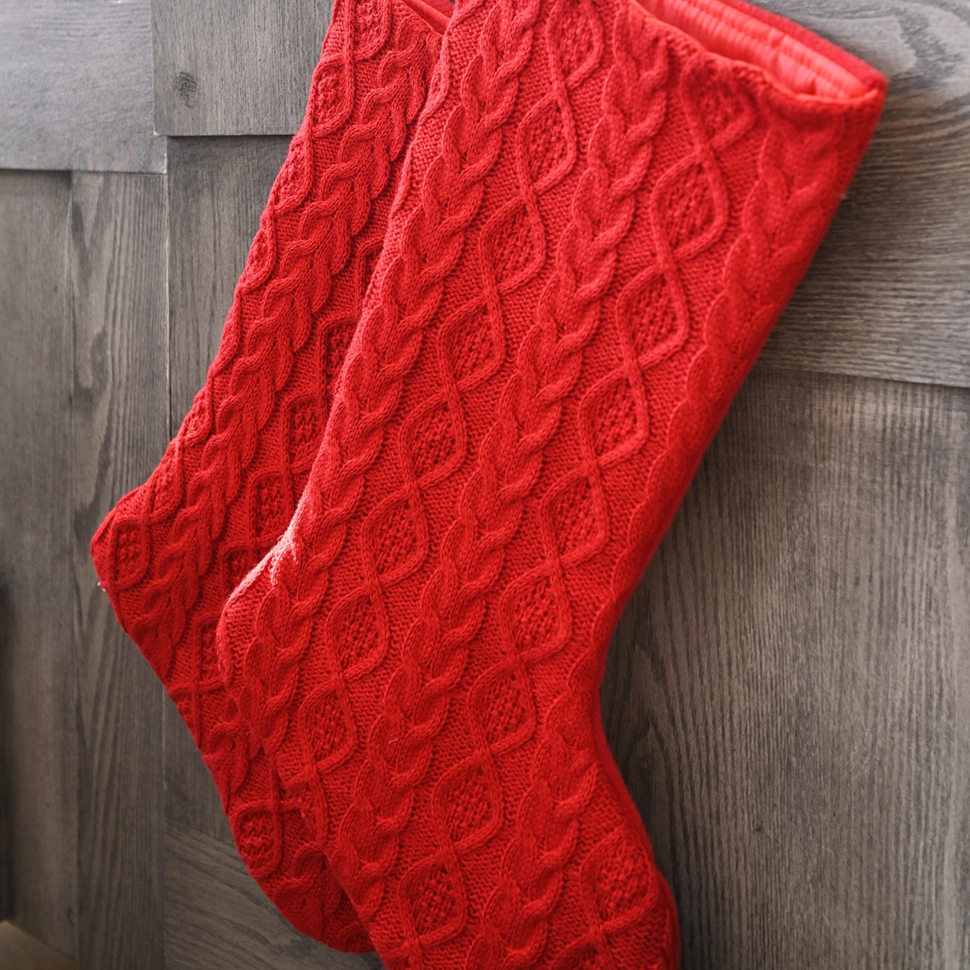 Red Cable Knit Stocking