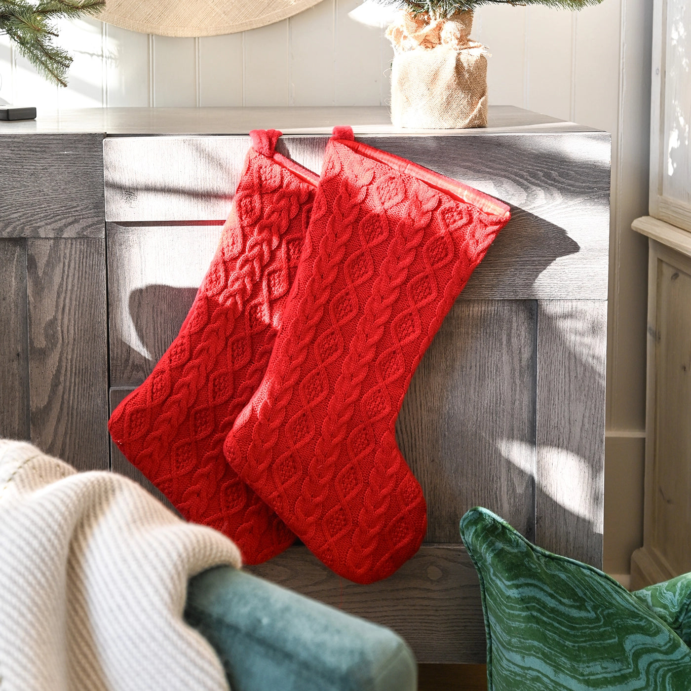 Red Cable Knit Stocking