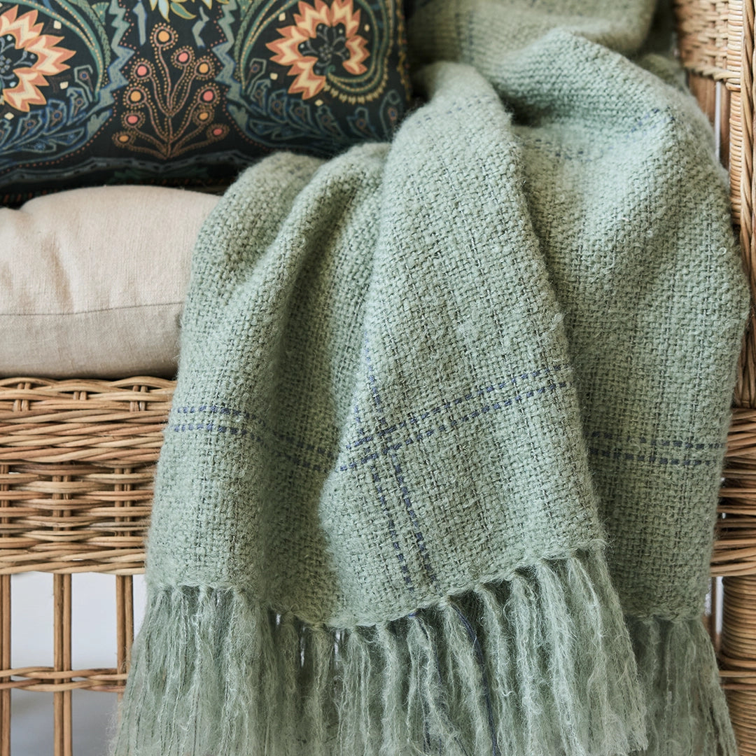 Windswept Solid Sage Mohair Throw