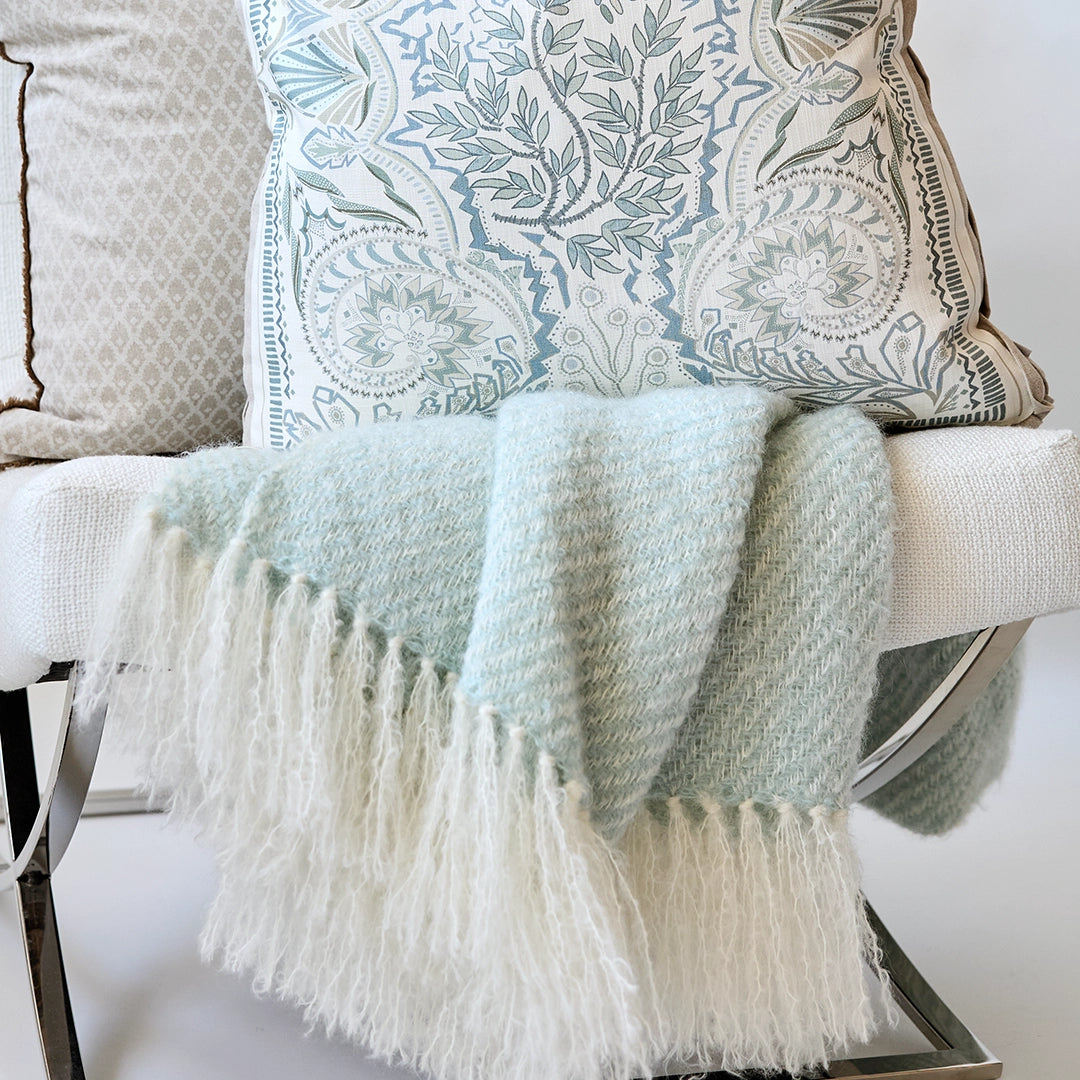 Sea Mist Handwoven Mohair Throw