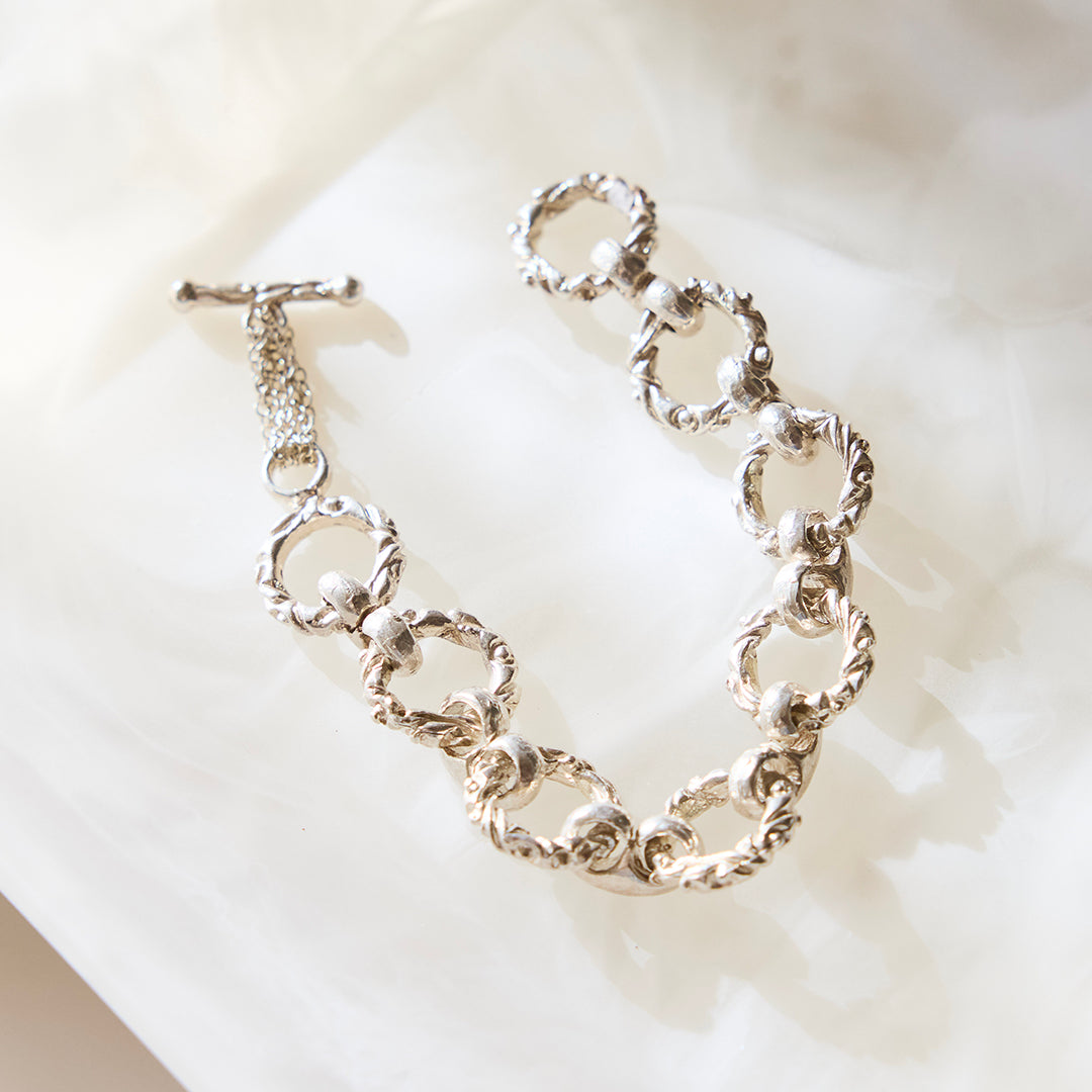 Sterling Silver Carved Link Bracelet | Sharon Woods Hussey