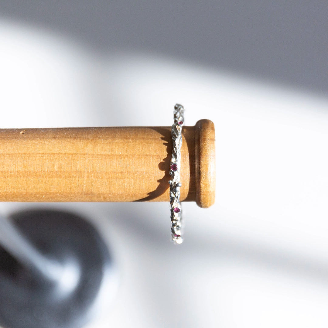 Sterling Silver Vine Bracelet with Pink Tourmaline | Sharon Woods Hussey