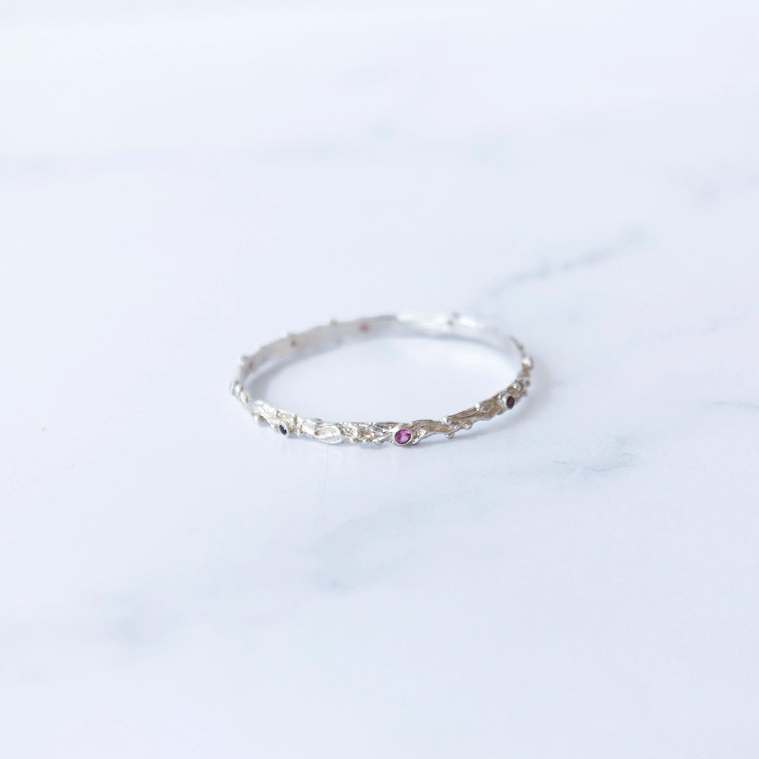 Sterling Silver Vine Bangle with Pink Tourmaline | Sharon Woods Hussey