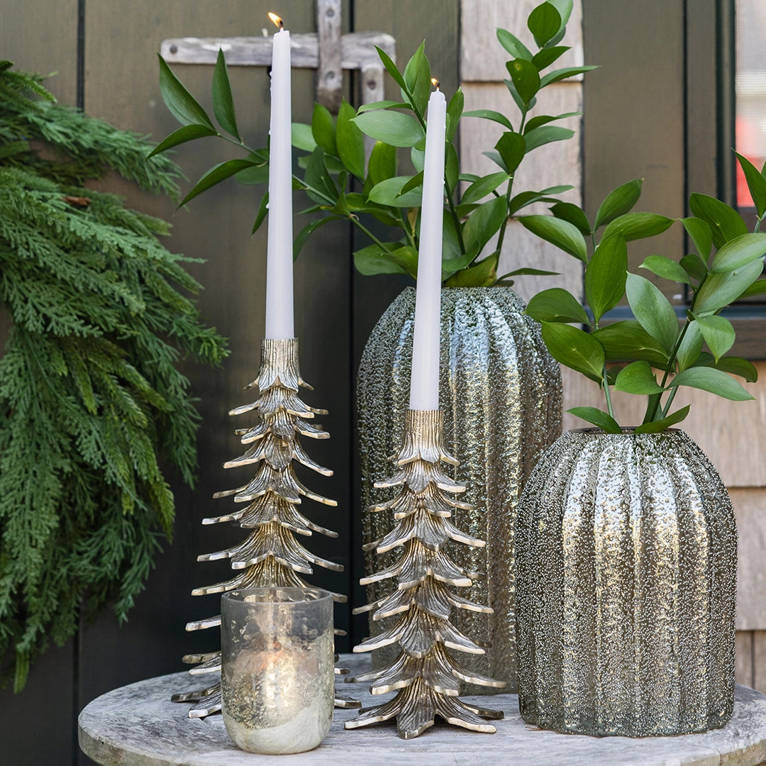 Tarnished Silver Tree Candleholders