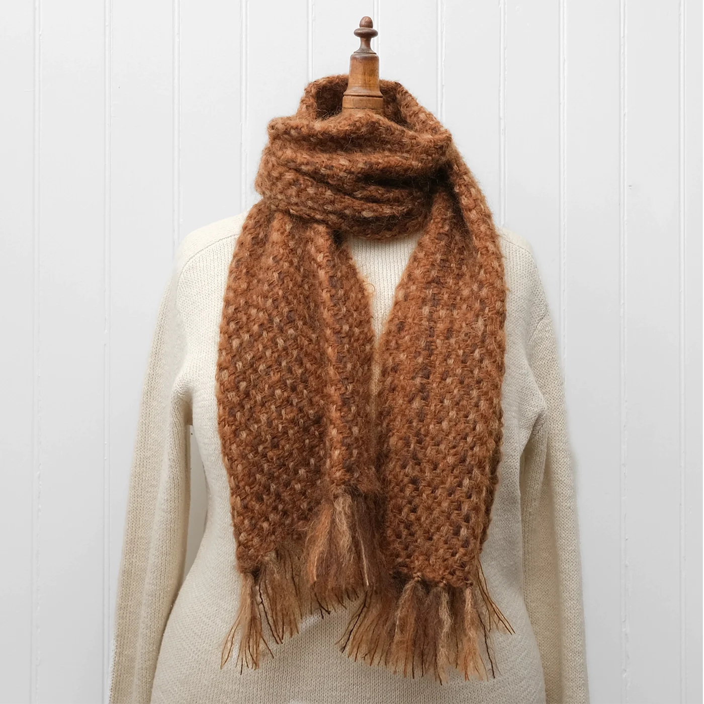 小物 SLOBE IENAsurprise MOHAIR SCARF Tortoise Shell Handwoven Mohair Scarf