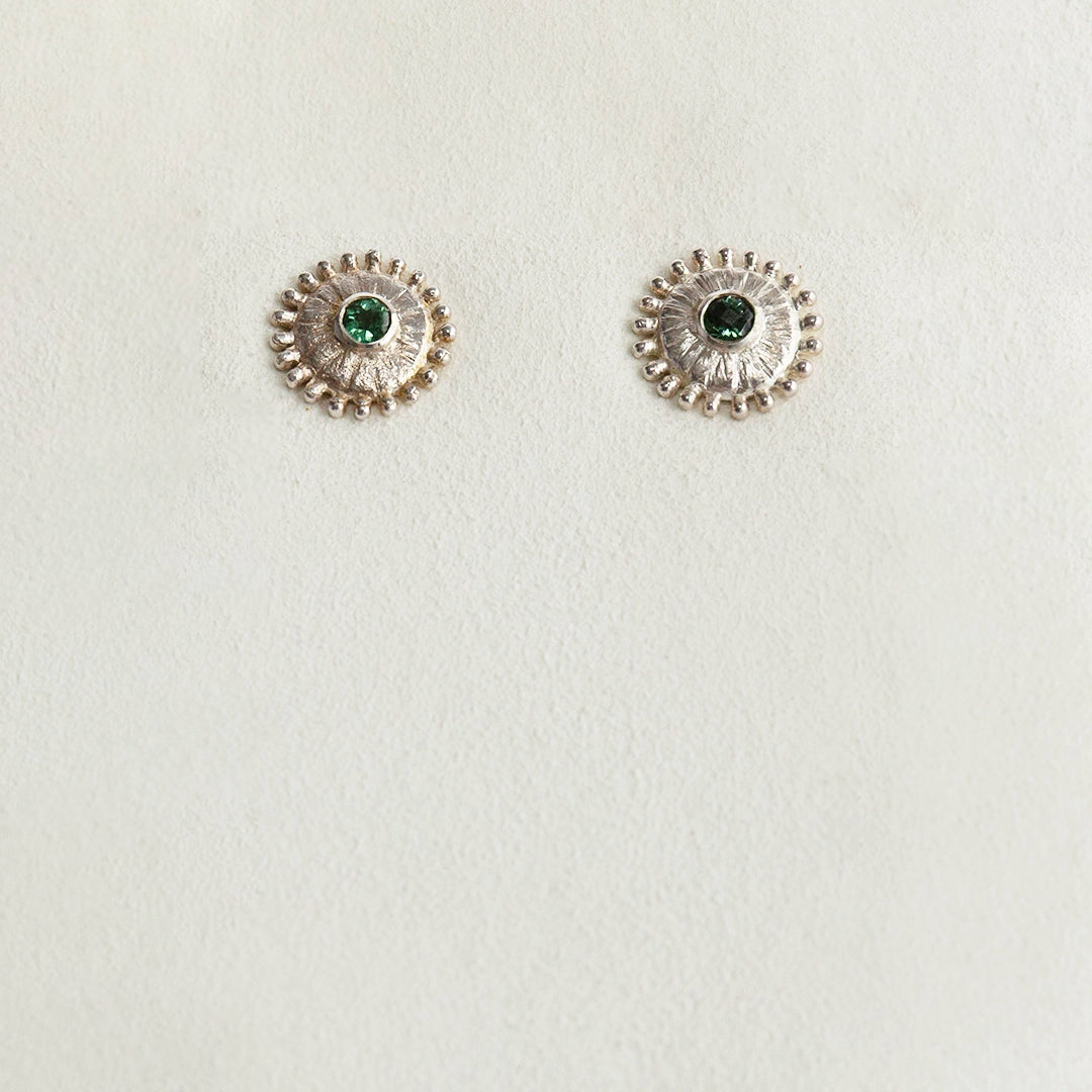 Tourmaline Sterling Silver  Starburst Earrings | Sharon Woods Hussey