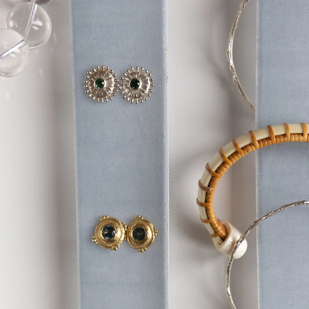 Tourmaline Sterling Silver  Starburst Earrings | Sharon Woods Hussey