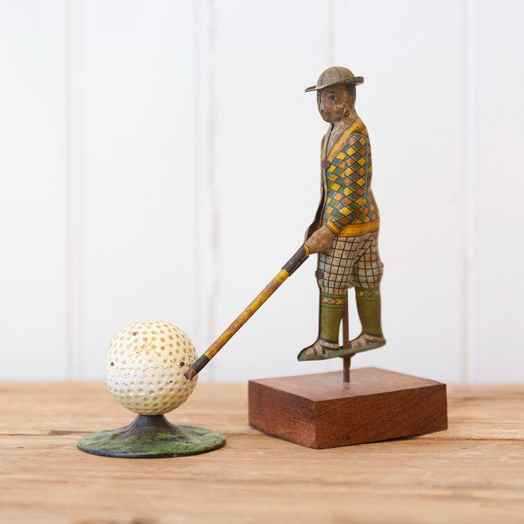 Vintage Golfer and Iron Golf Ball with Base