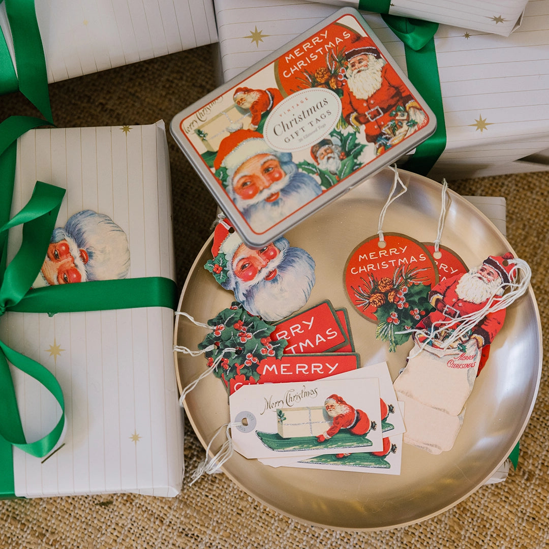 Vintage Holiday Glitter Gift Tags