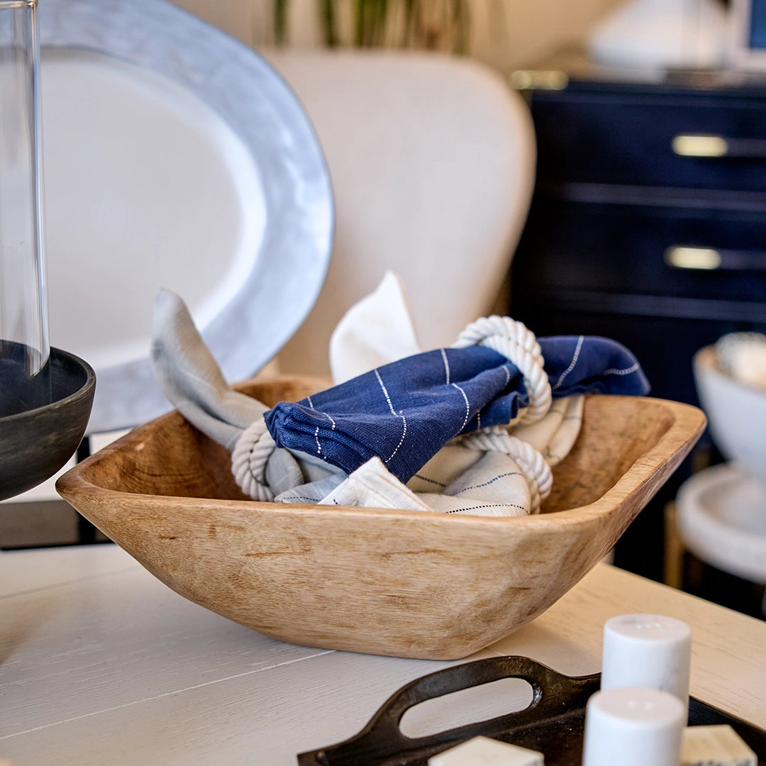 Square Wooden Serving Bowl