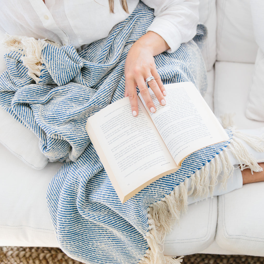 Mariner Blue Handwoven Cotton Throw