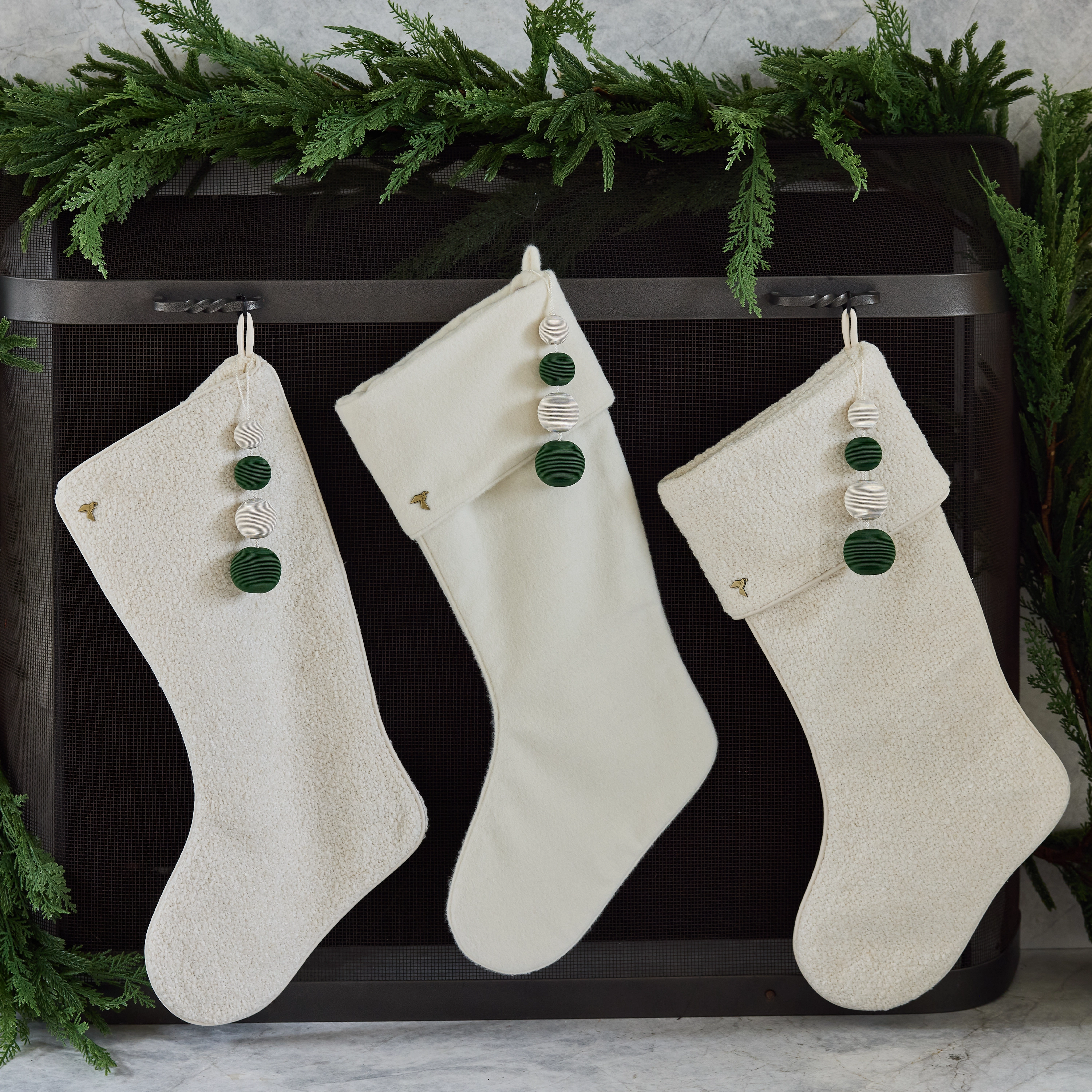 Ivory Boucle Stocking with Cuff