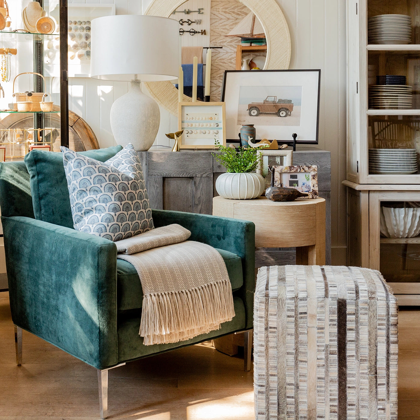 Hair-On-Hide Ottoman