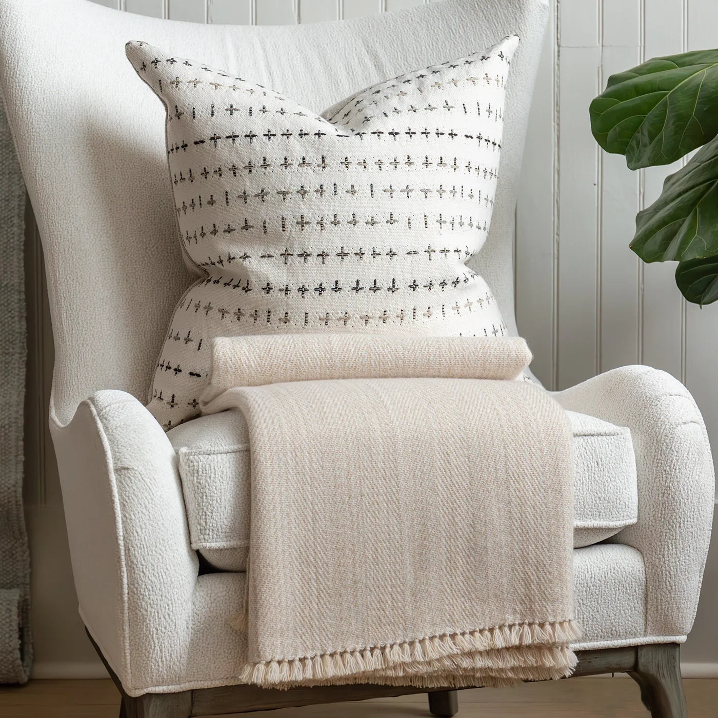 Oat Milk Handwoven Cashmere Throw